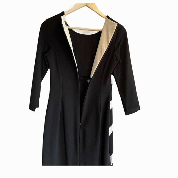 Zokai Black Cut Off Dark Academia 3/4 Sleeve Back Zip Dress M - Picture 3 of 8